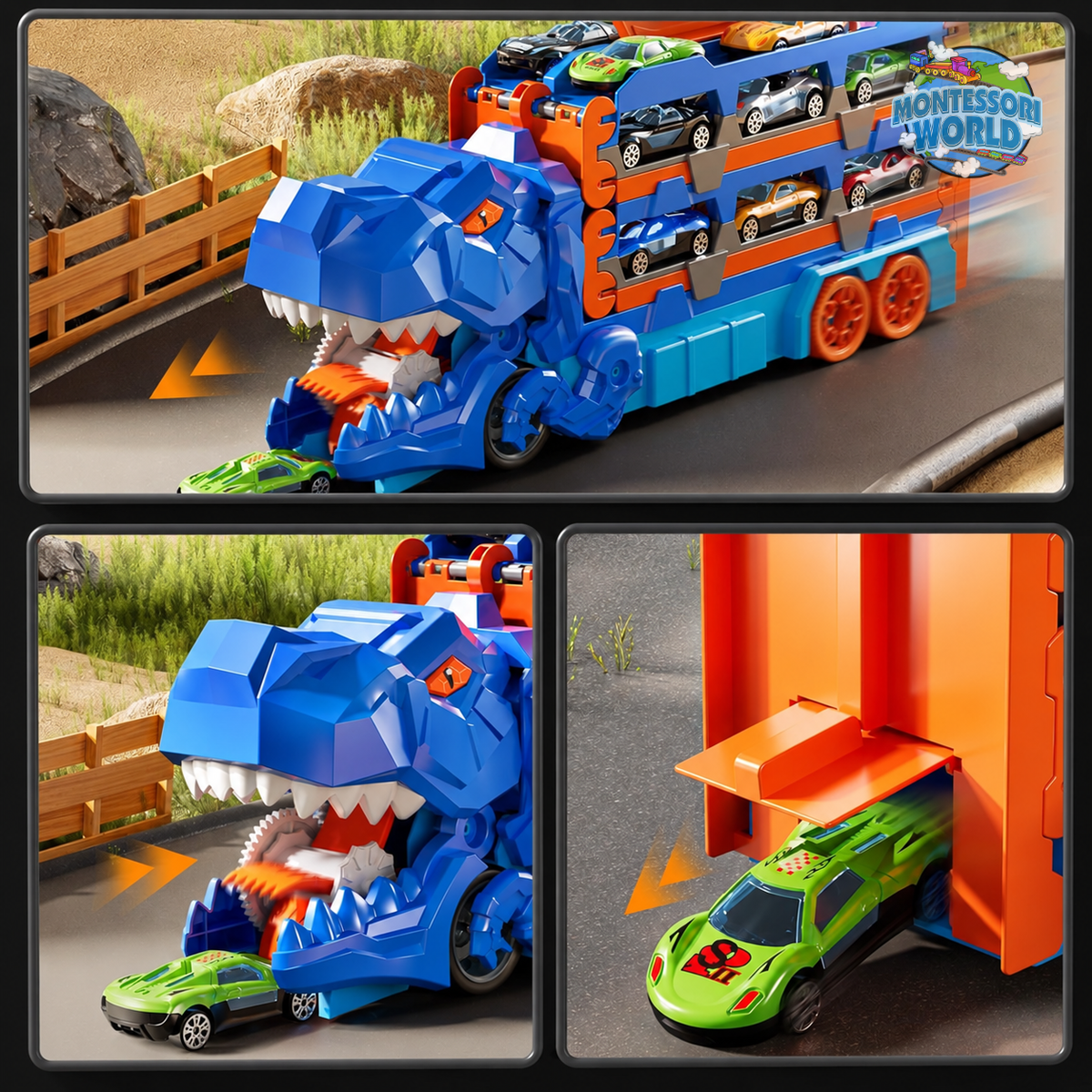 Montessori DinoTrack™ – Car Track and Parking Garage
