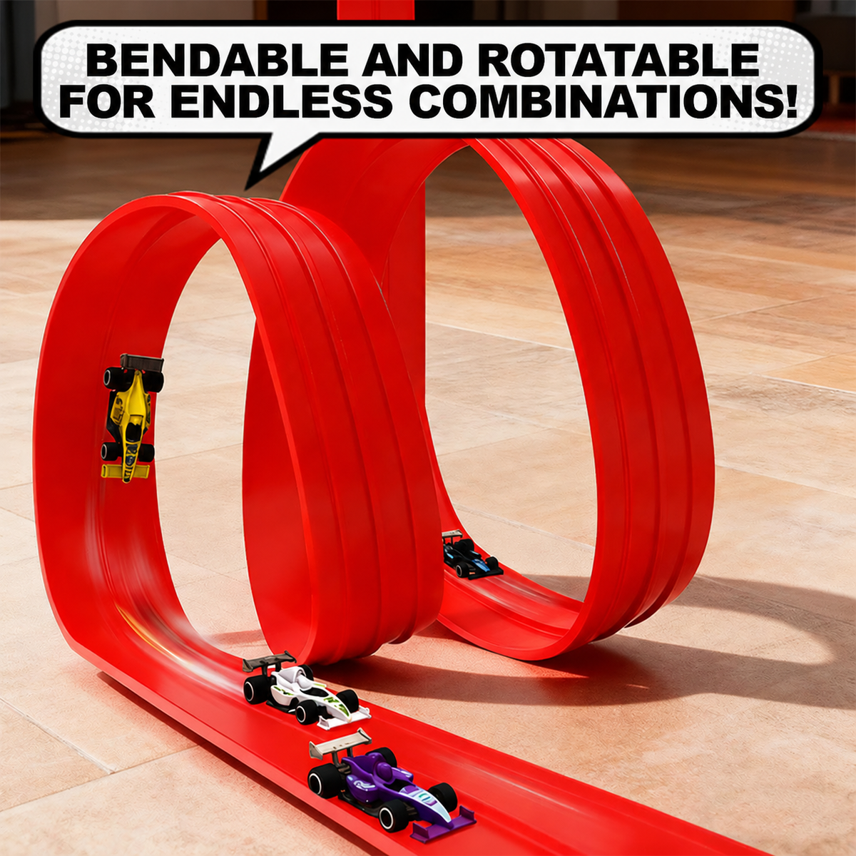Montessori FlexTrack™ – Flexible Car Track +4 FREE Cars